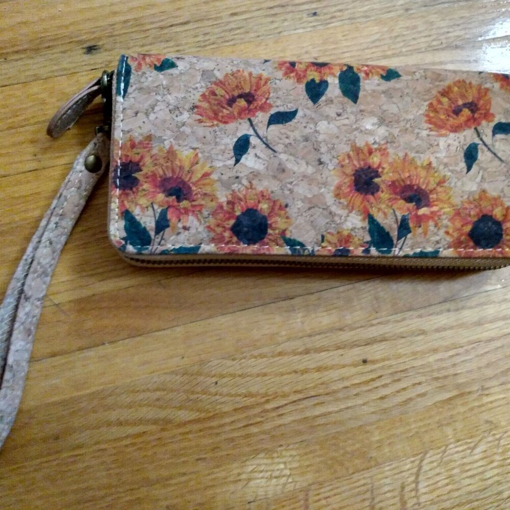 Floral Cork Wallet with Wristlet